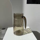 Vintage striated smoked glass carafe