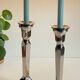 Pair of vintage cast aluminum candlesticks
