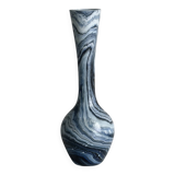 Vase soliflore en verre bleu marbré