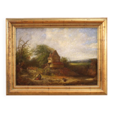 Peinture américaine paysage de campagne signée et datée 1854