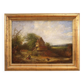 Peinture américaine paysage de campagne signée et datée 1854