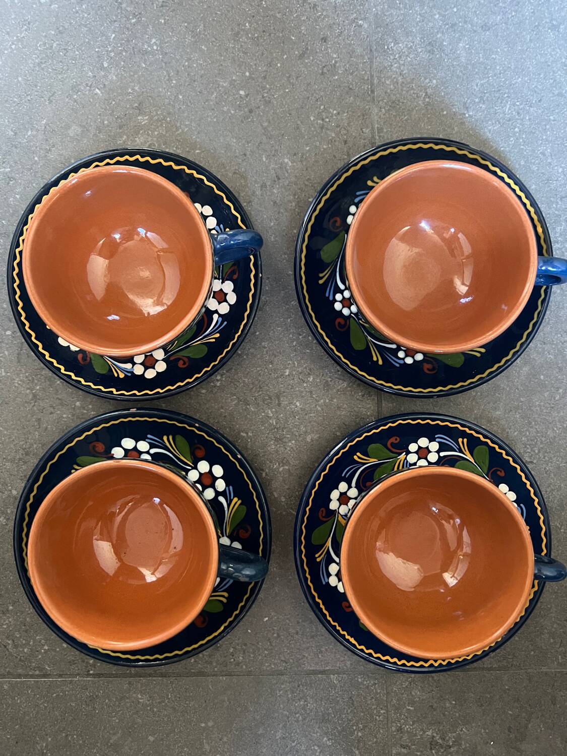 4 teacups and saucers