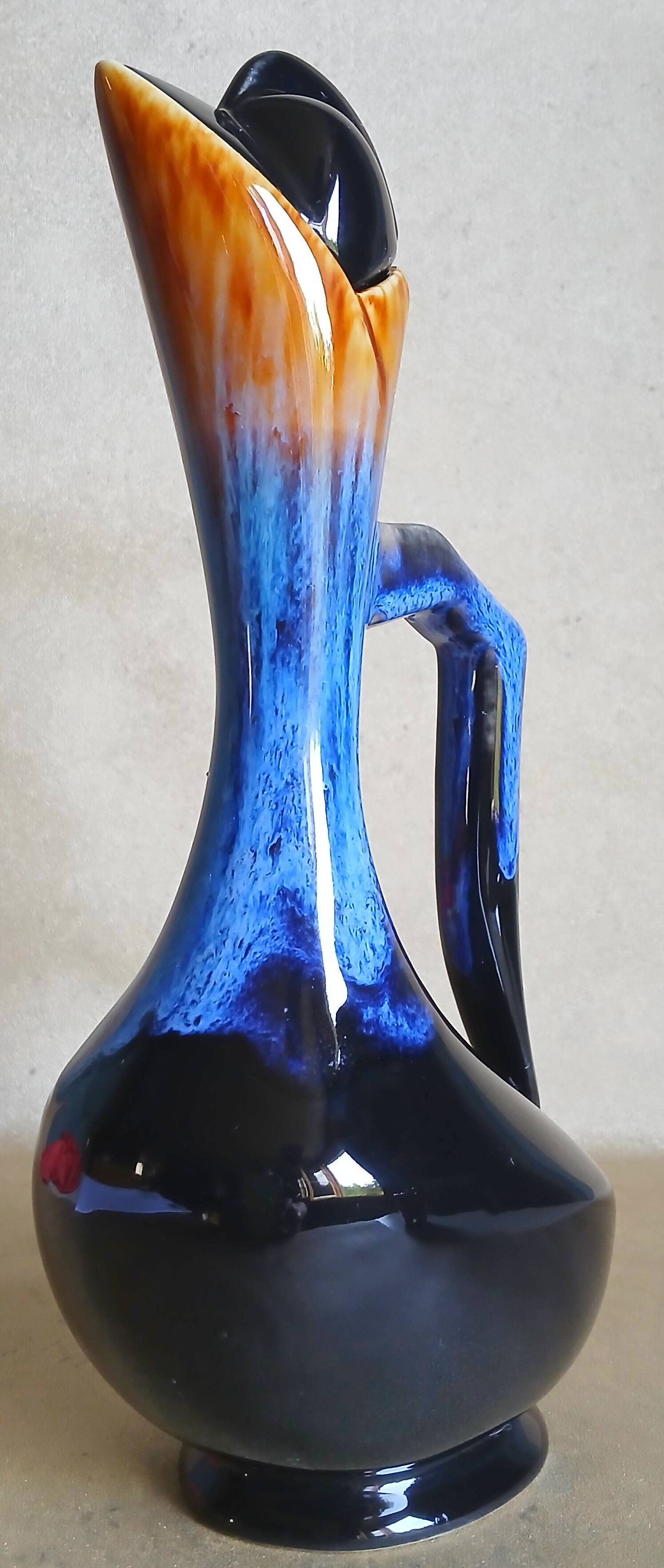 Zoomorphic pitcher in flame-fired stoneware "grand feu". France circa 1960.