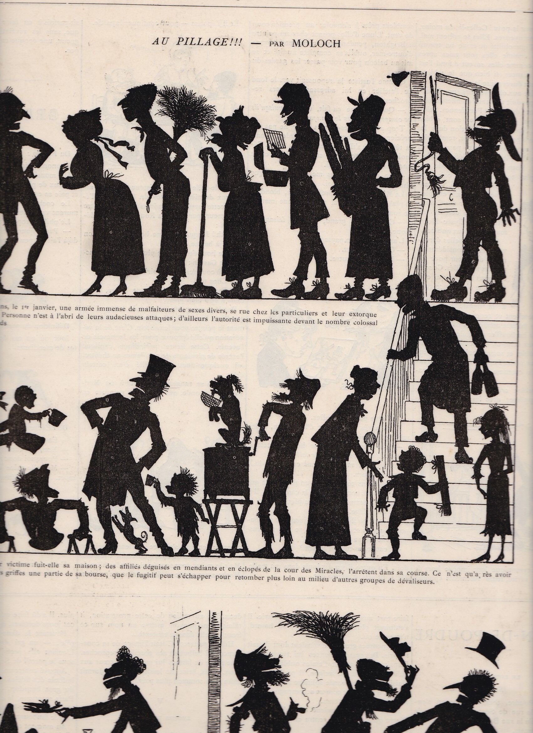 A drawing by Moloch with lamination (brilliant) issue period magazine 1885
