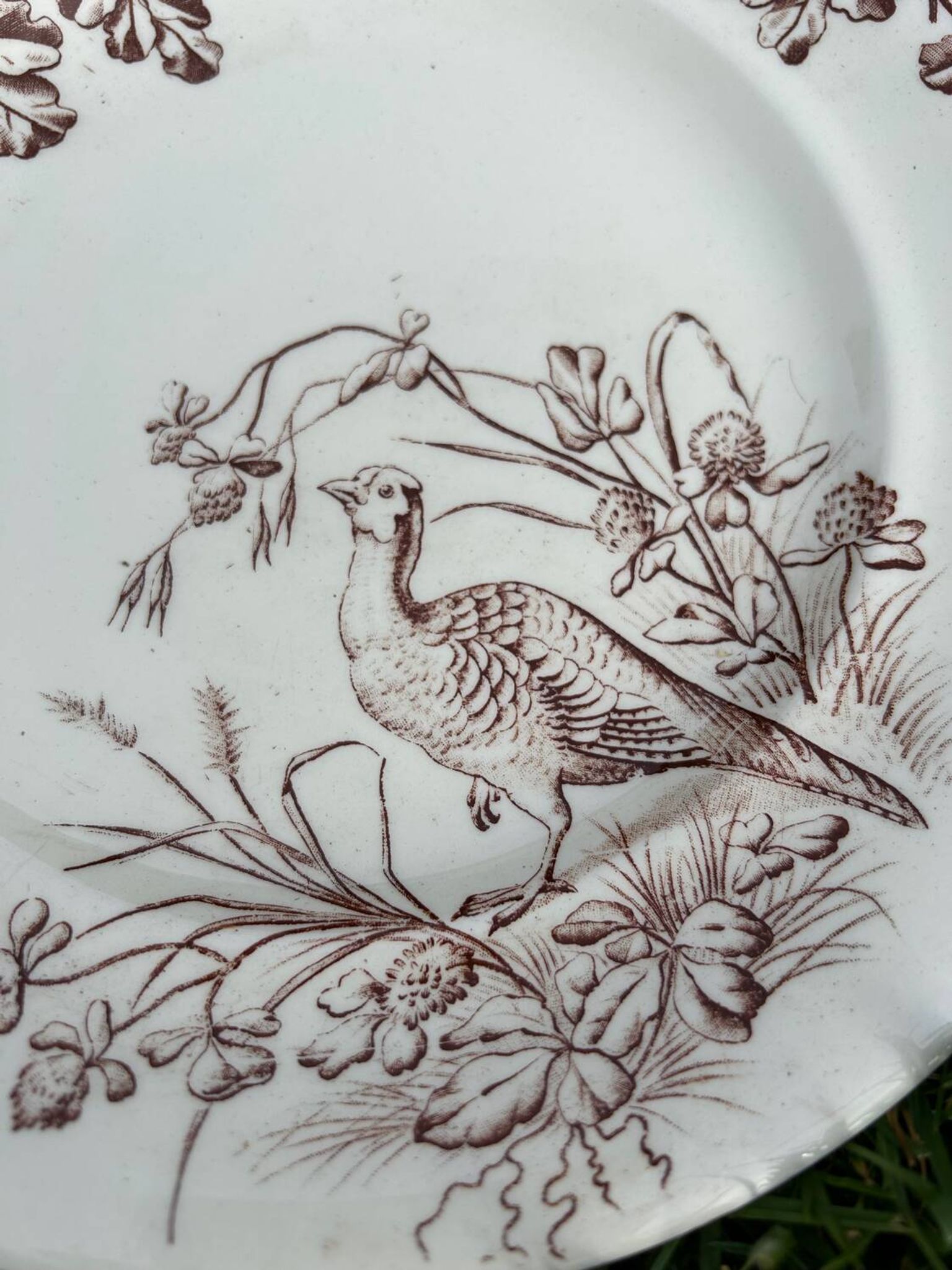 12 assiettes plates en terre de fer modèle Chasse