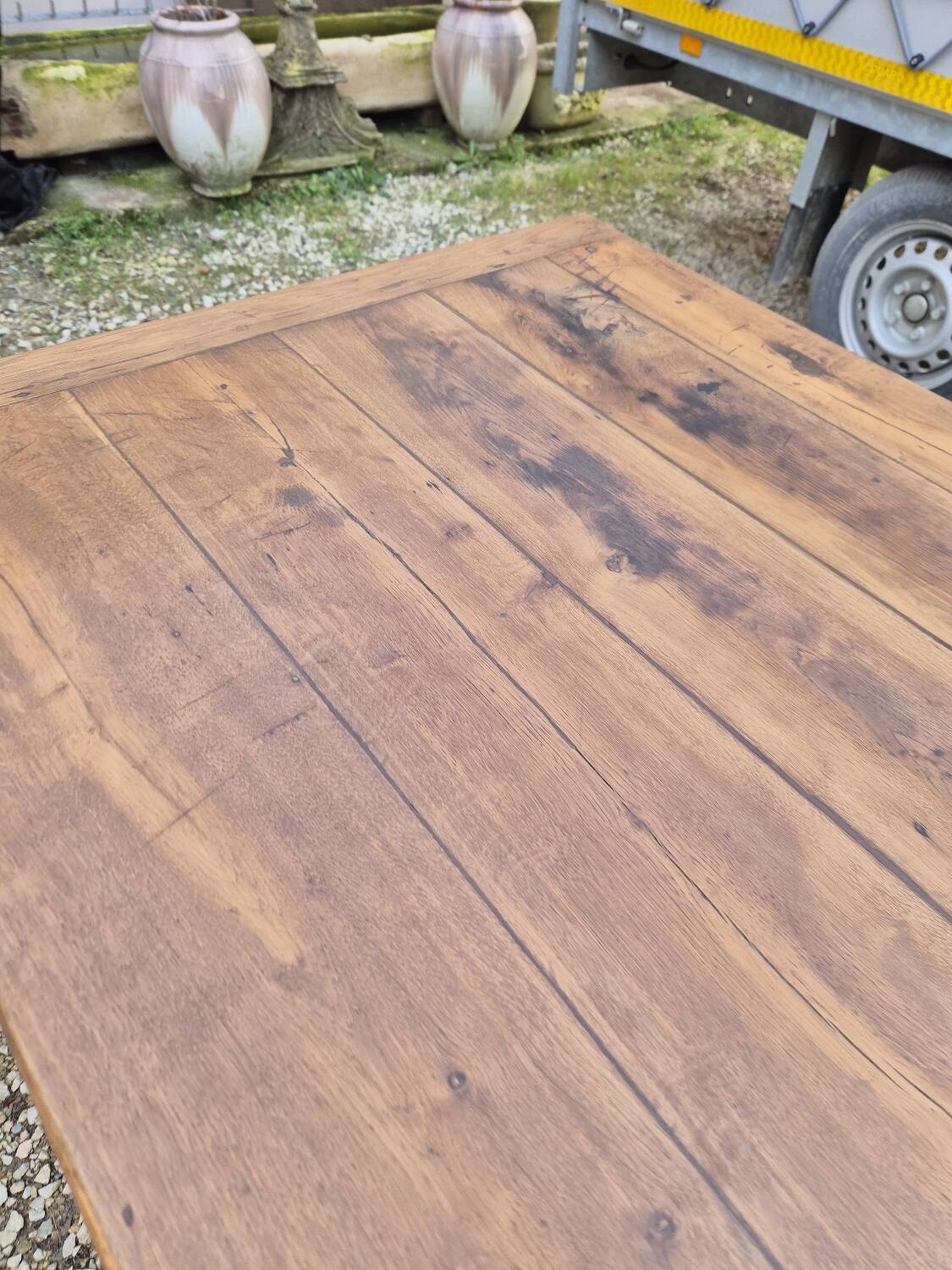 Antique rustic farmhouse table in solid oak, 19th century