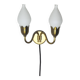 Fog & Mørup 2-Arm Brass and Opaline Glass Tulip Wall Lamp