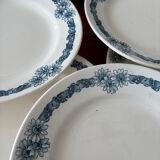 Set of 8 blue ironstone dinner plates Longchamp model Denise.