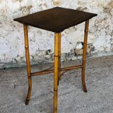 Large vintage side table in bamboo and rattan, circa 1930's