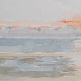 Camille COMBE: Twilight reflections on the water, original signed watercolor