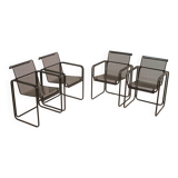 Set of 4 black metal chairs 80's