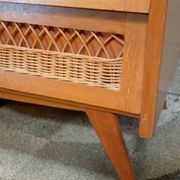 Wooden and rattan chest of drawers from the 50s/60s