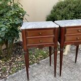 2 bedside tables in wood and marble