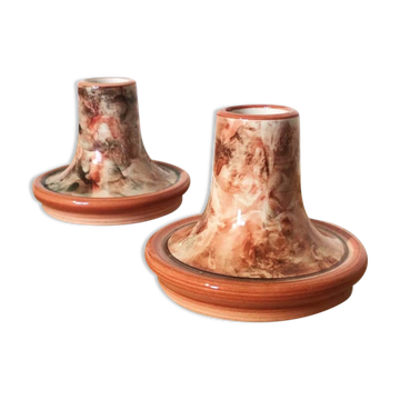 Pair of pottery candlesticks from Jersey