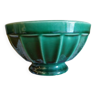 Antique green faceted bowl shower foot st Clément