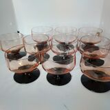 Champagne glasses in colored glass