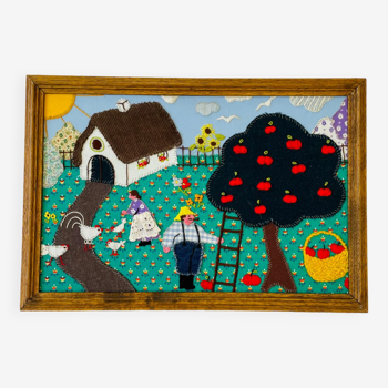 Vintage frame embroidery patchwork handmade
