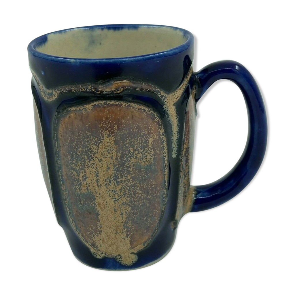 Mug/tisanière En Grès Vintage à Décor Floral - Avec Couvercle Et Filtre - Style Bohème Campagne - Occasion Très Bon état