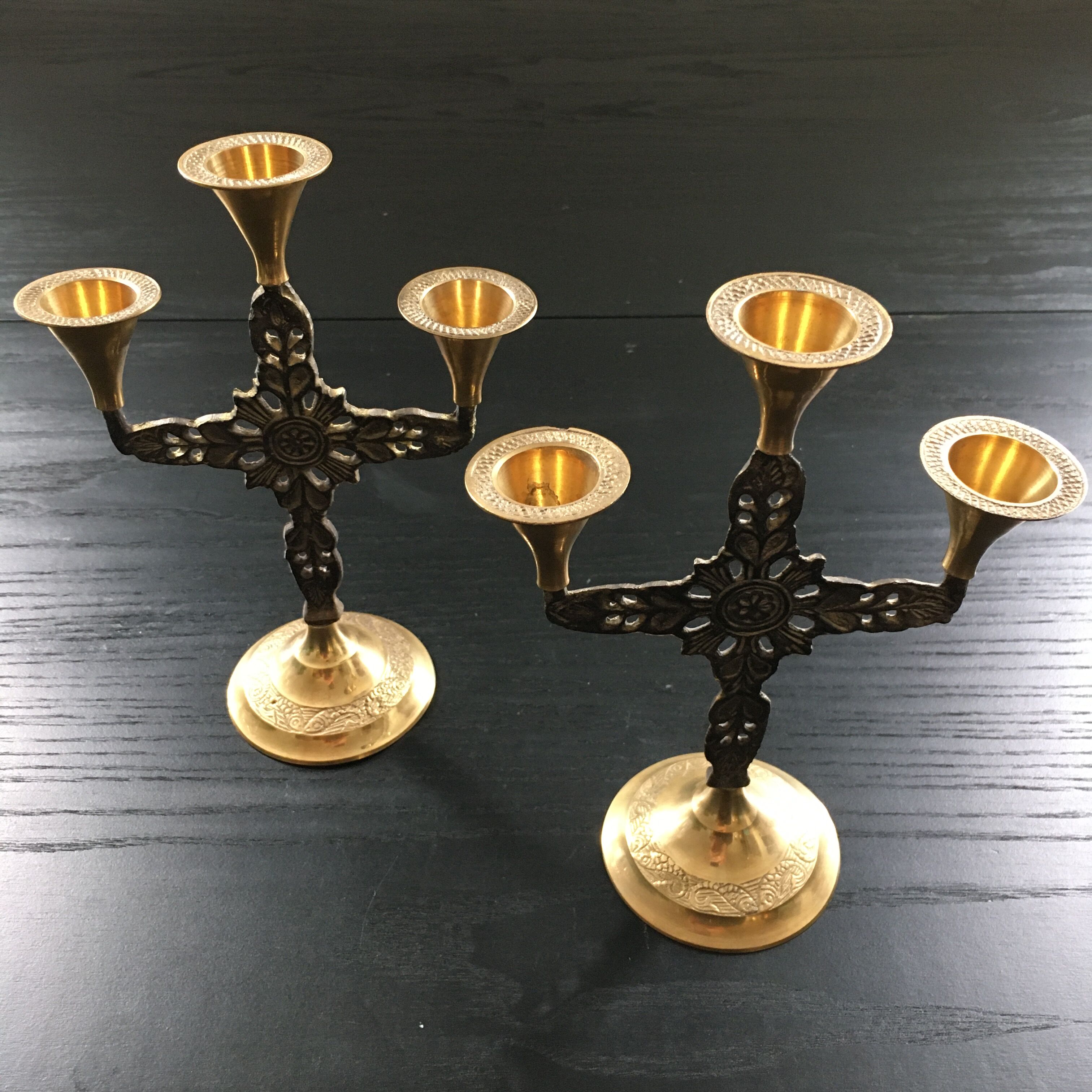 Pair of brass candlesticks