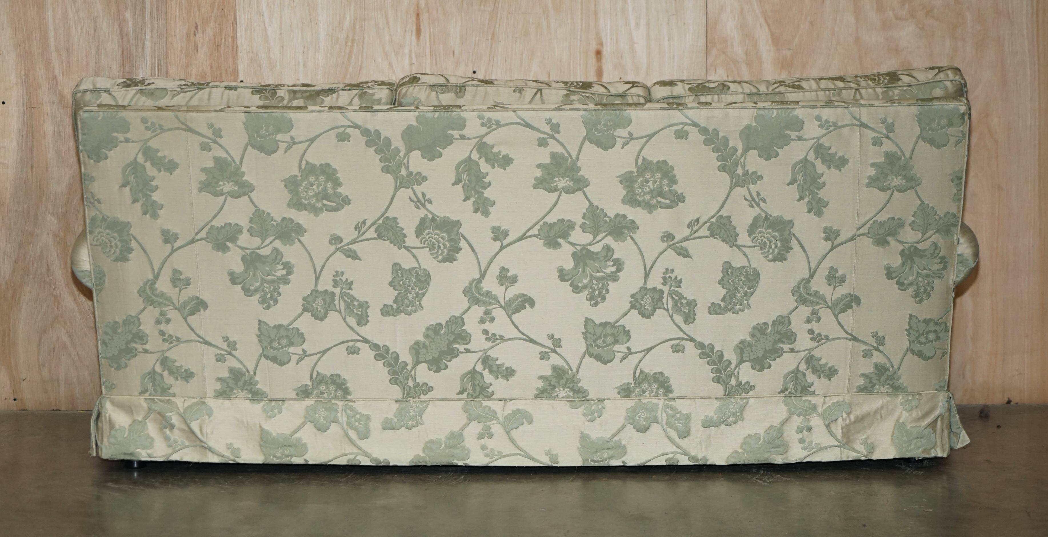 Pair of Howard & Son's style sofas in floral patterned silk blend.