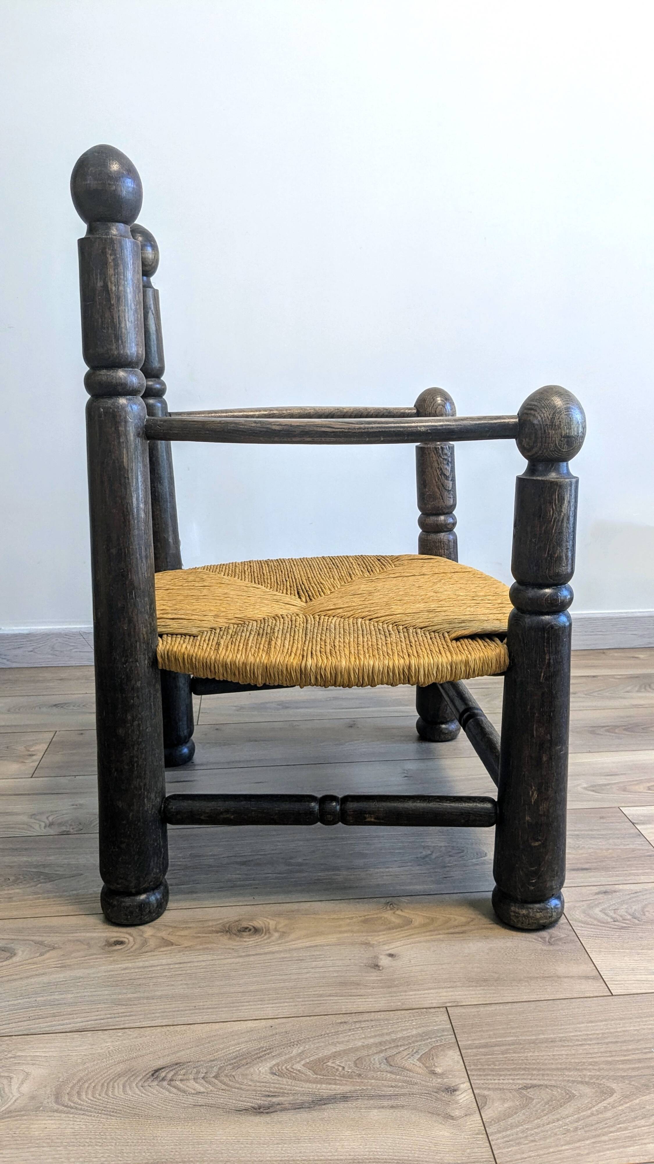 Genuine  Dudouyt style low oak armchair, 1940s