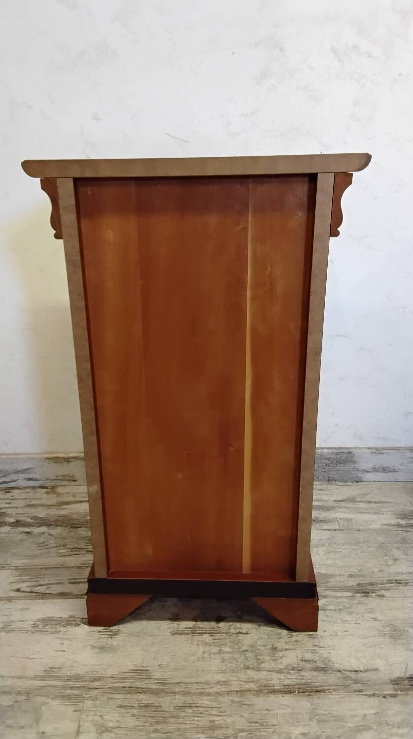 Pair of Louis Philippe style bedside tables in cherry wood.