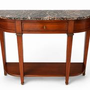 Console half-moon style Directoire/Louis XVI in cherry wood and marble.