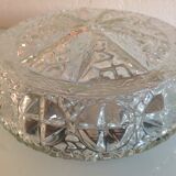 Structured glass round ceiling lamp vintage 60s-70s