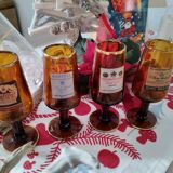 Set 4 amber advertising glasses 1970