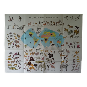 Carte affiche du monde des animaux,