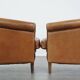 Set of 2 very comfortable light cognac-colored leather club armchairs in English style