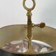 Louis XVI style two-light bouillotte lamp, green lampshade, hand-painted