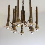 Brass trumpet chandelier, 1970s