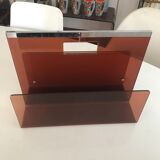 Magazine door Dumas Roche Bobois 70s vintage smoked plexiglass