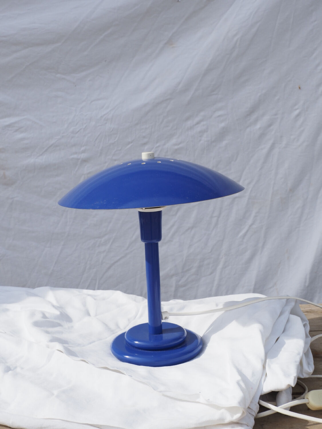 Blue table lamp Aluminor 1960-70