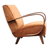 1930 Jindrich Halabala Bentwood Armchair in Rust Brown Velvet