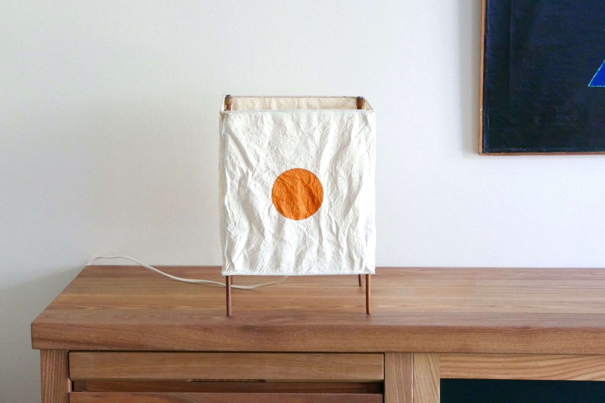 Lamp square rice paper, orange round, 70 years