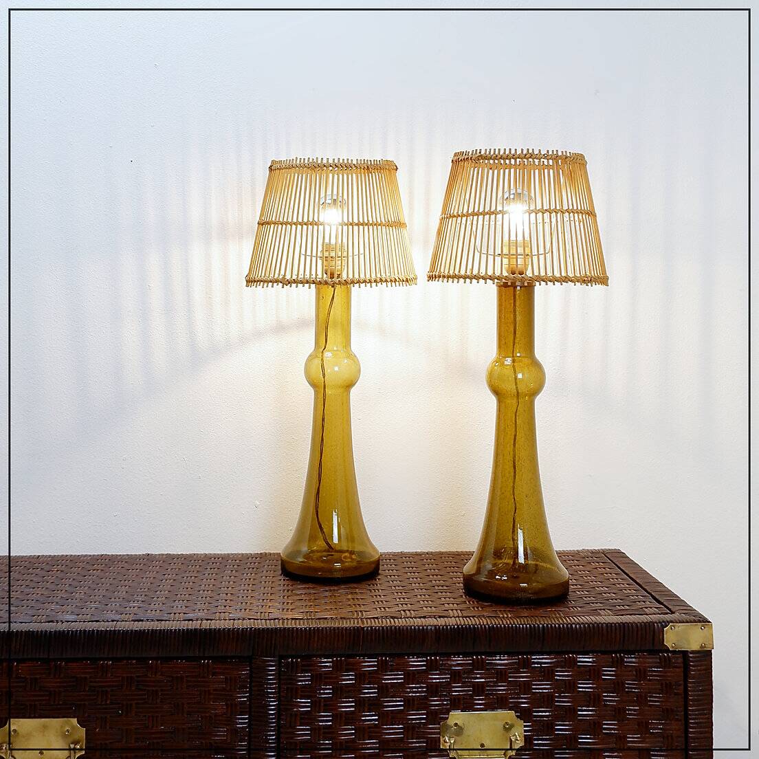 Pair of glass table lamps by Nanny Still for Raak, Netherlands, 1950s