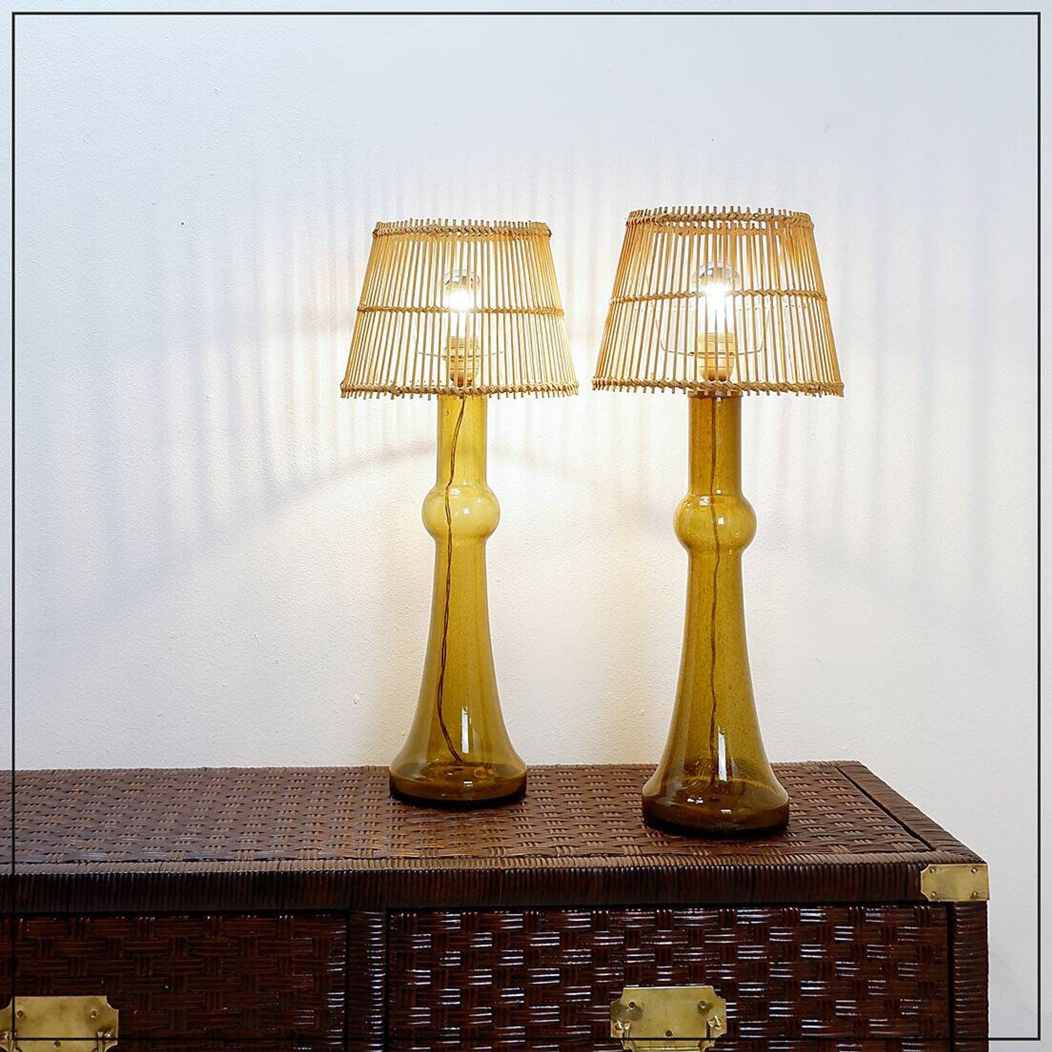 Pair of glass table lamps by Nanny Still for Raak, Netherlands, 1950s