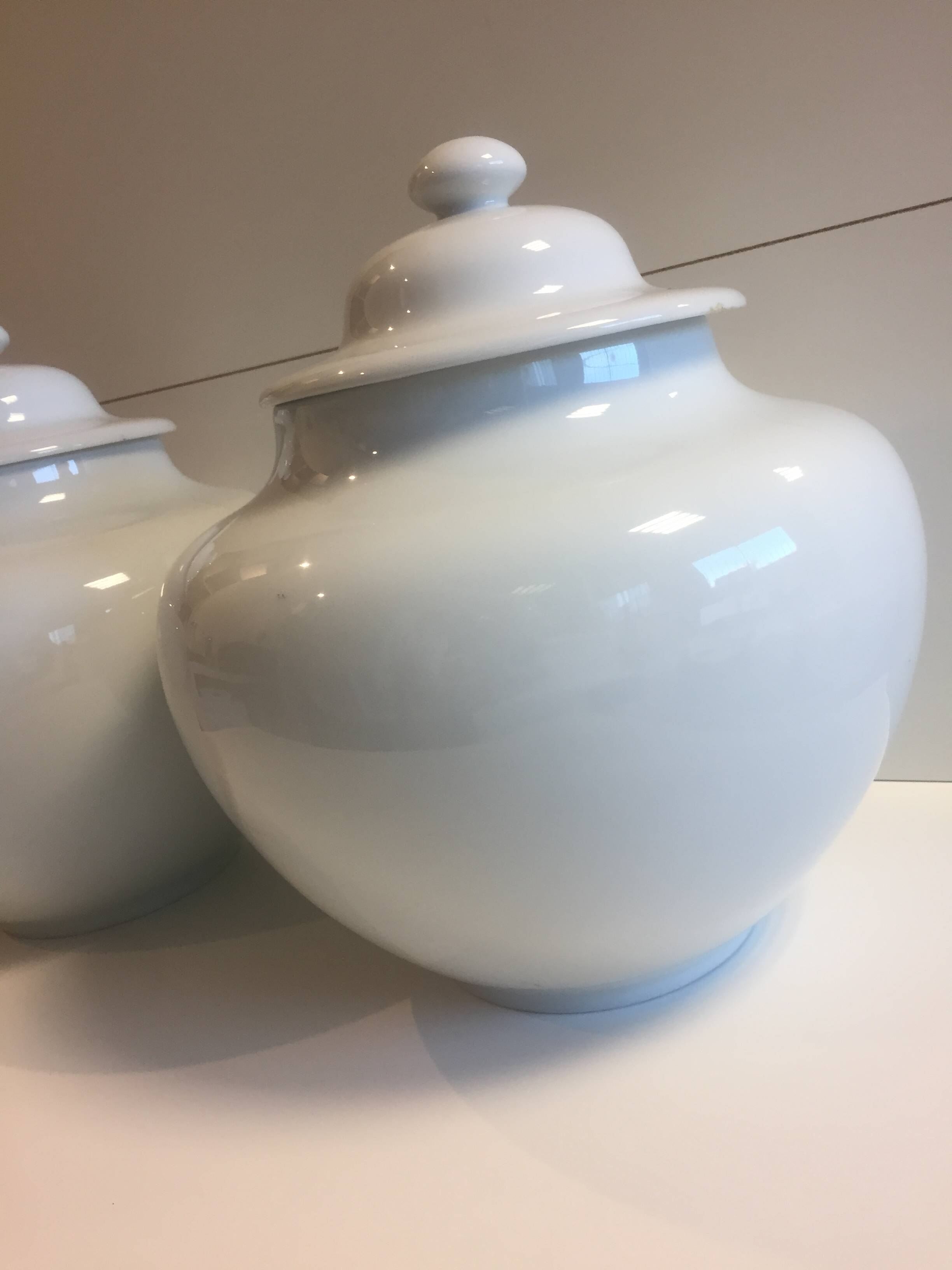 Duo Jar Style Lamp Bases Glazed White Porcelain Decorative Art Living Room
