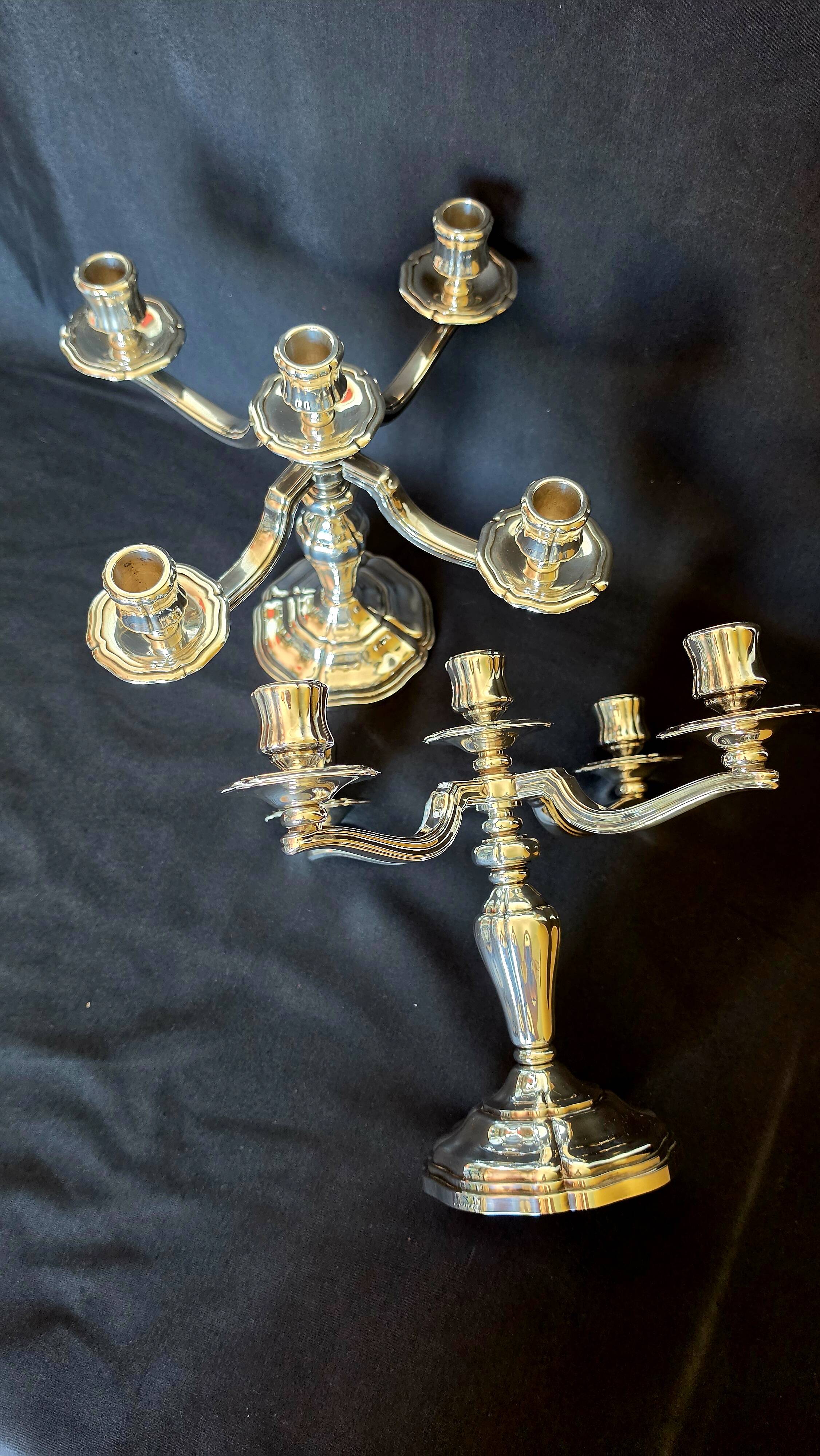 Exceptional pair of table candlesticks in fine silver, St. Médard Paris