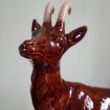 CHAMOIS animal statuette on a rock - enameled ceramic
