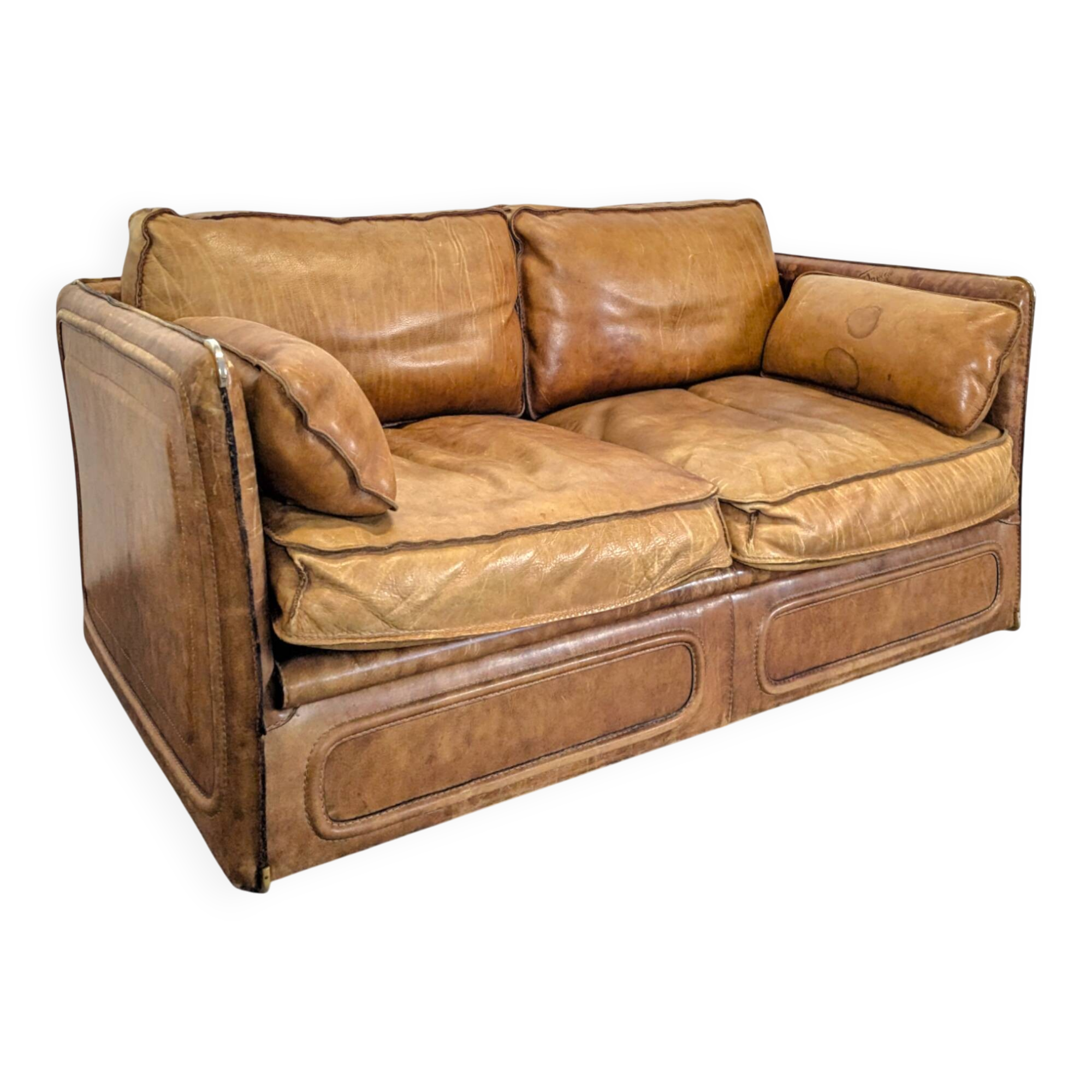 Roche Bobois 80s 2-seater leather sofa
