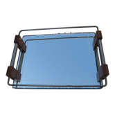 Plateau de service en bois et miroir
