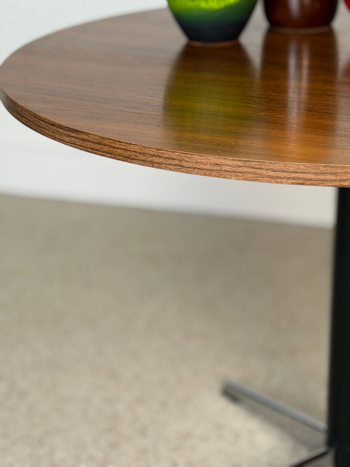 Vintage German round coffee table – Walnut & star base