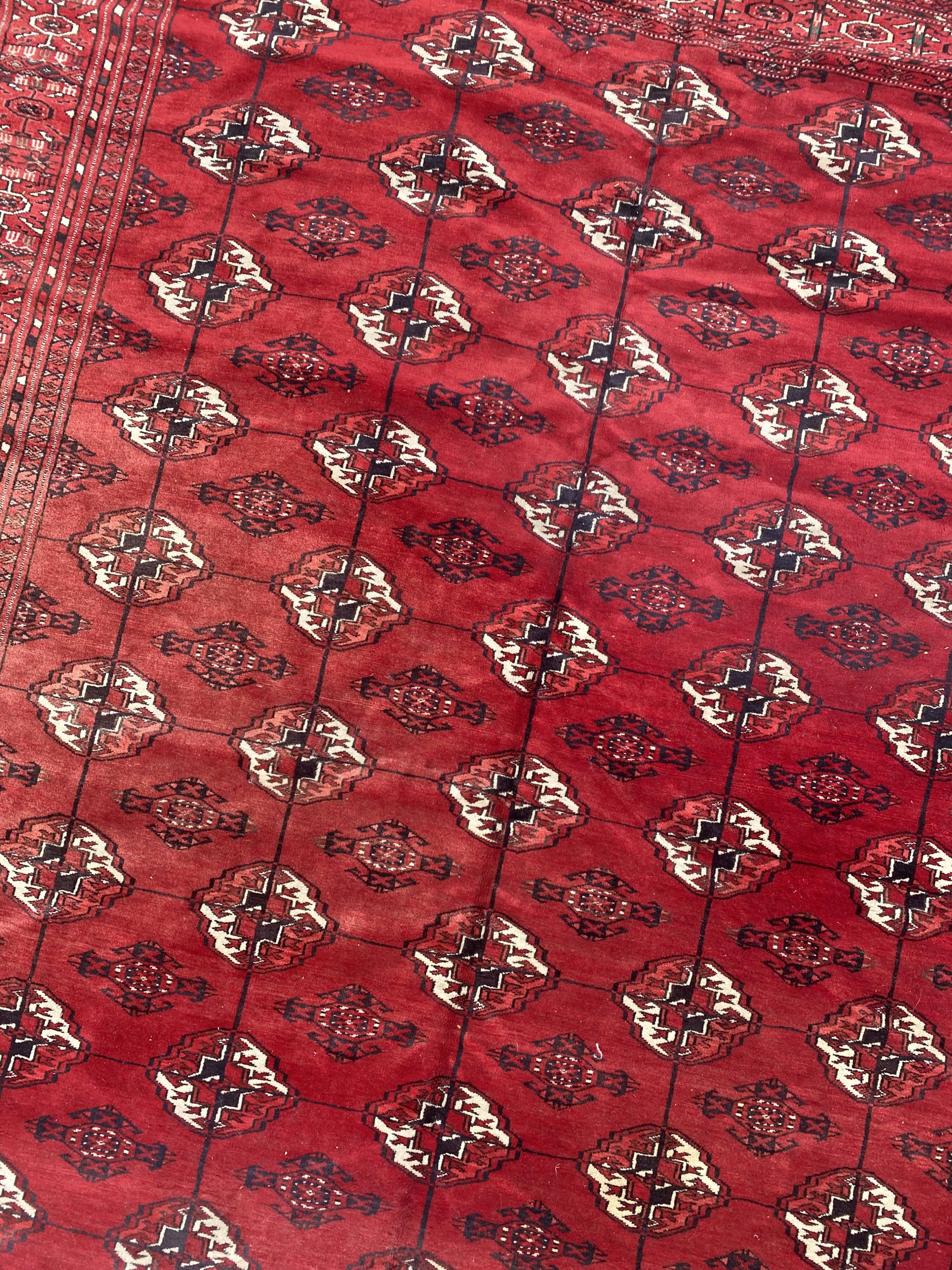 Nice big vintage carpet Bokhara handmade 200x282 cm