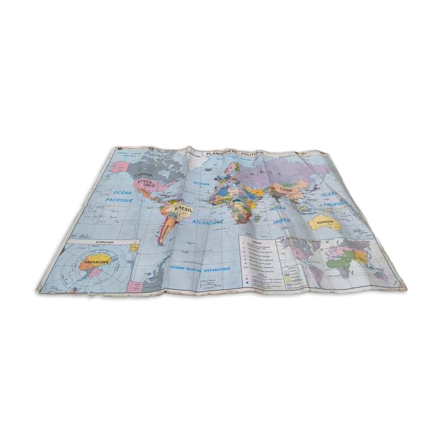 Laminated world map by P. Serryn 1972
