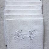 6 damask napkins in large monogrammed linen "MG"