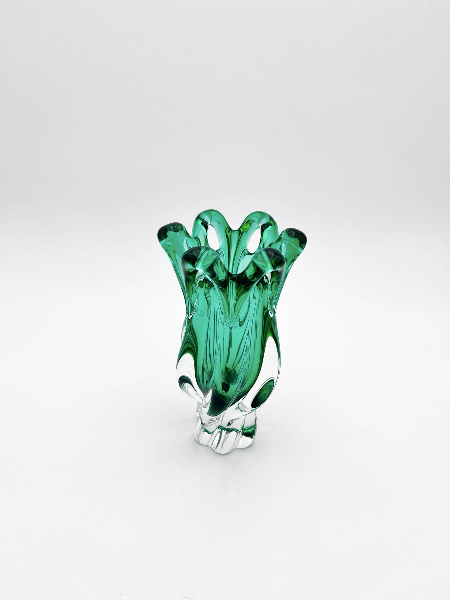 Vase Josef Hospodka Chřibská Cristal de Bohême Emerald Green 18 cm c60
