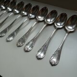 Lot 12 old silver metal spoons Christofle marly model floral decoration